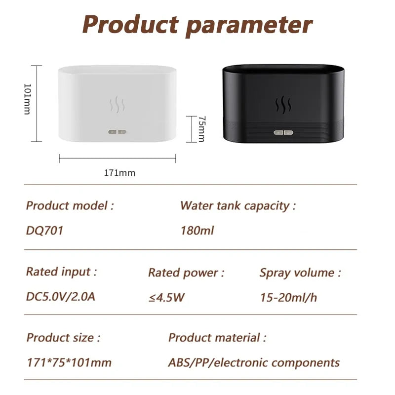 180ML Flame Ultrasonic Humidifier