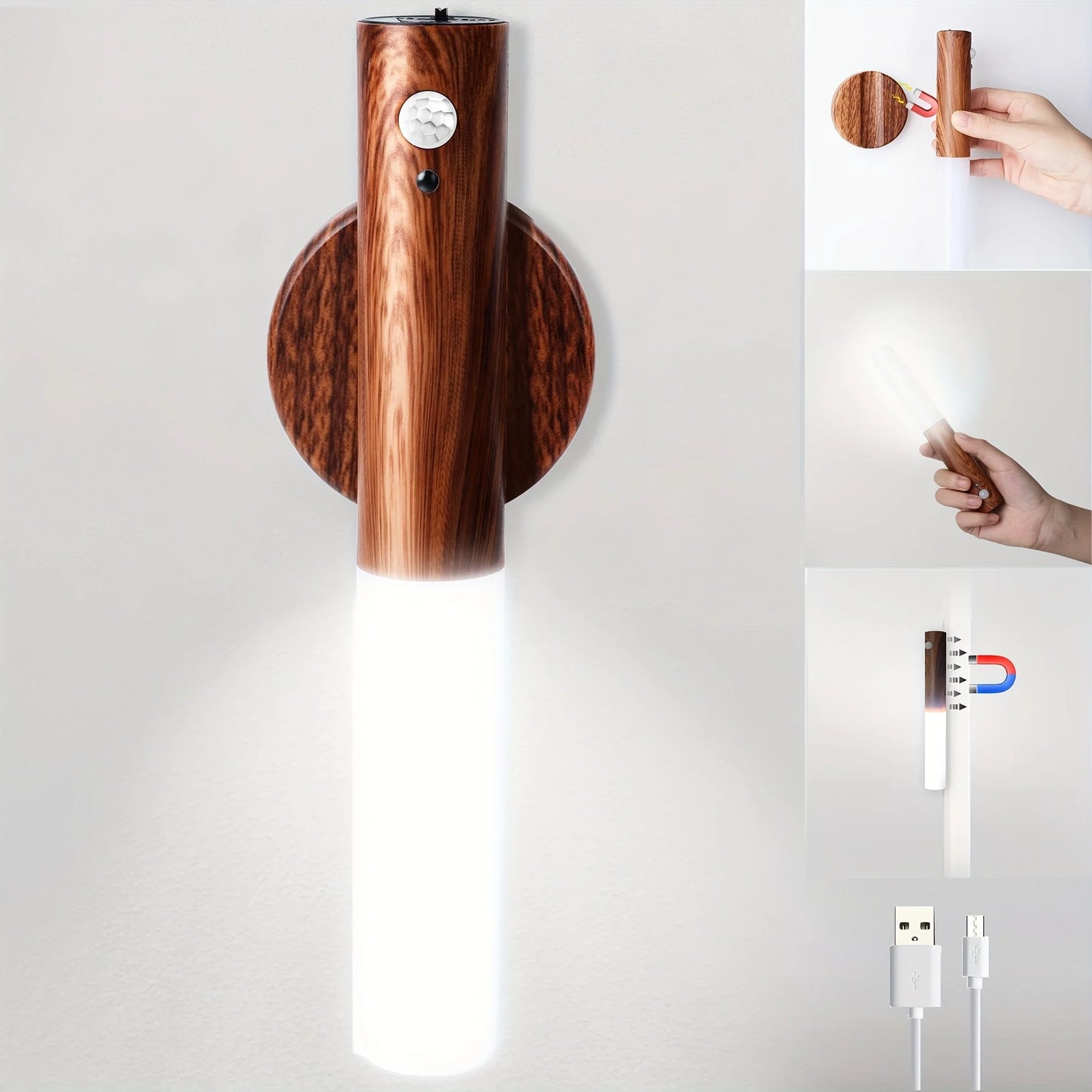 SANWAR WOODEN  RECHARGABLE MOTION SENSOR WALL LIGHT