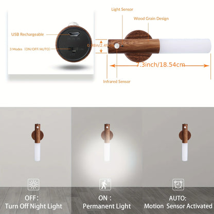 SANWAR WOODEN  RECHARGABLE MOTION SENSOR WALL LIGHT